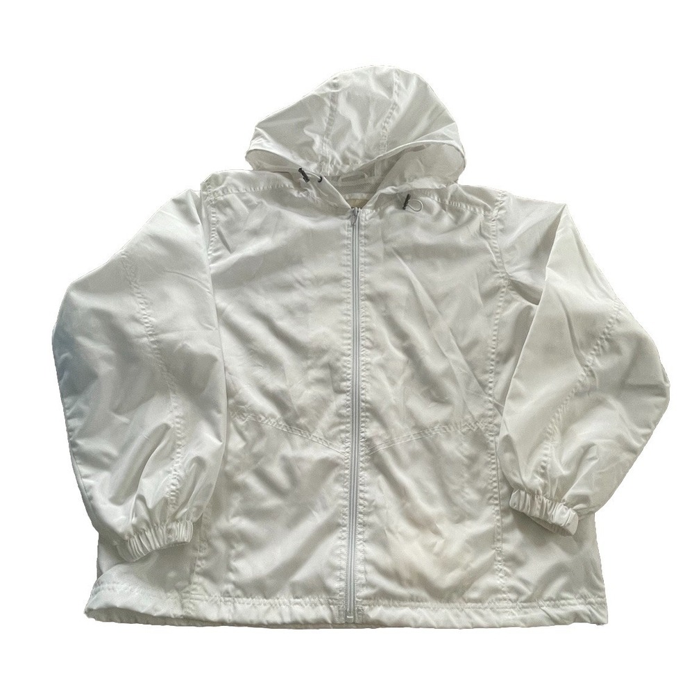 Appleseeds‎ Jacket Womens Large White Full Zip Mesh Lined Rain Jacket